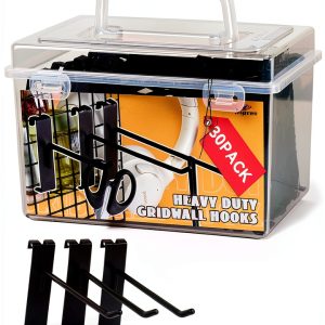 Gridwall Hooks Alyoen GH02 Black Metal 30 Piece Set for Heavy Duty Use-0
