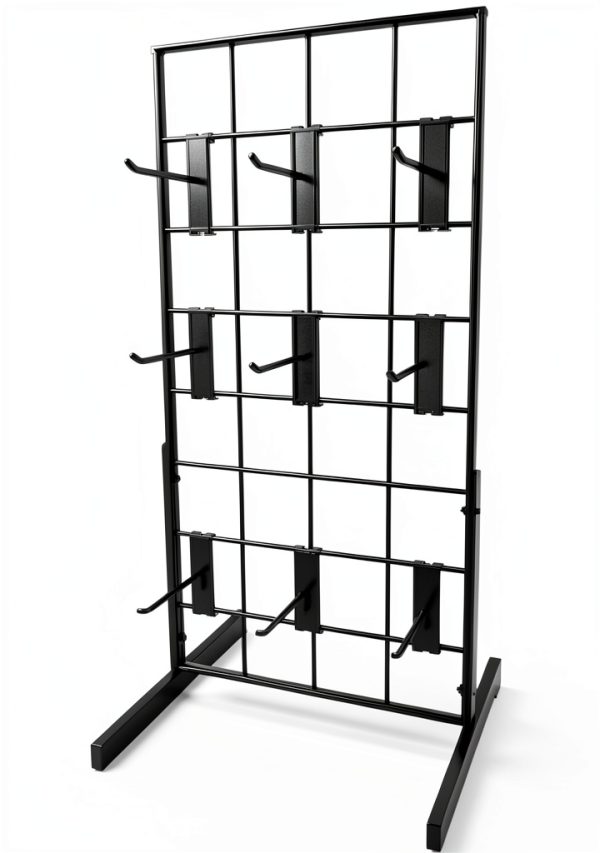 Only Hangers Black Metal Gridwall Hanging Shelf with 9 Hooks-0