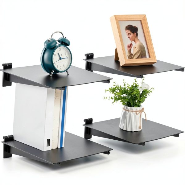 Blulu Grid Wall Bracket Black Metal 12 Inch Glossy Finish 20 Count-1