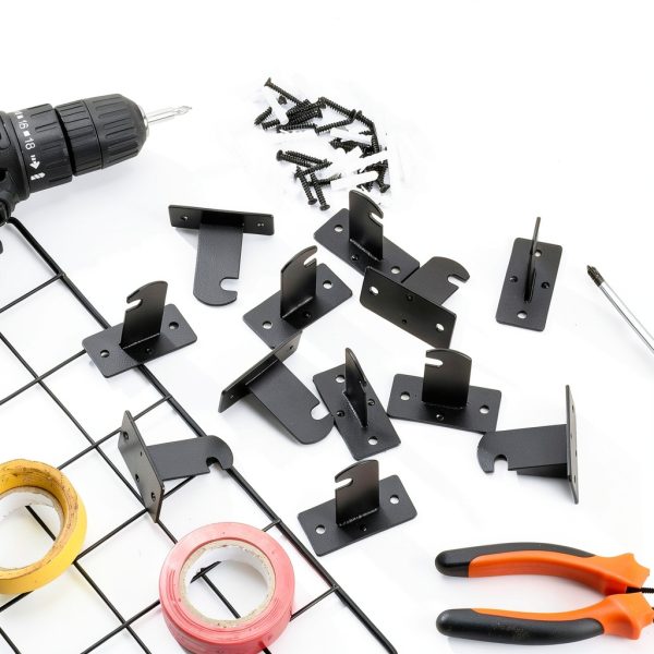 Coume Black Gridwall Mount Bracket 12‑Pack Minimalist Space Saving-2