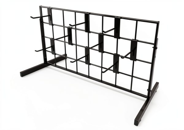 Only Hangers Black Metal Gridwall Hanging Shelf with 9 Hooks-5