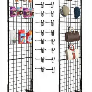 Eastern Tree Gridwall Display Rack 2x5 ft Black Portable 6‑Shelf-0