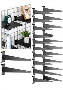 Blulu Grid Wall Bracket Black Metal 12 Inch Glossy Finish 20 Count-0