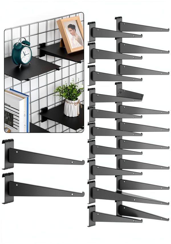 Blulu Grid Wall Bracket Black Metal 12 Inch Glossy Finish 20 Count-0