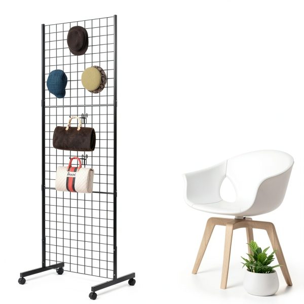 Eastern Tree Gridwall Display Rack 2x5 ft Black Portable 6‑Shelf-1