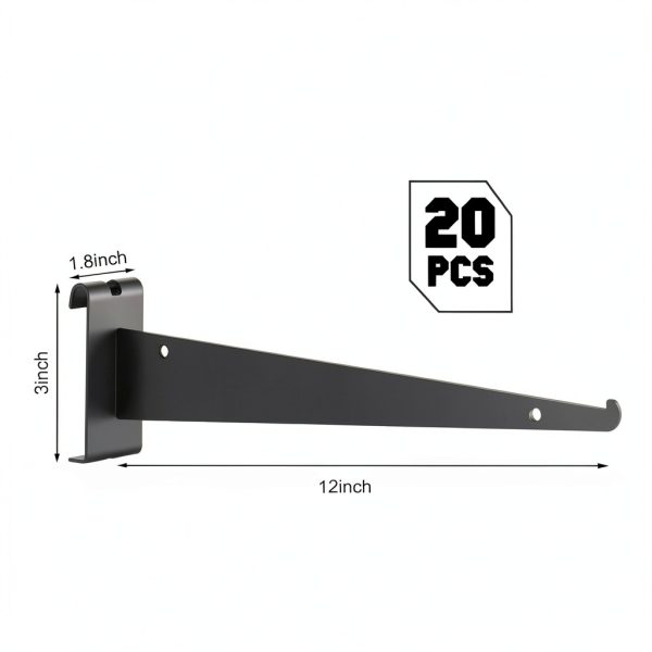 Blulu Grid Wall Bracket Black Metal 12 Inch Glossy Finish 20 Count-2