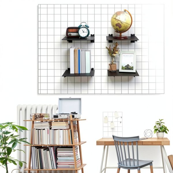 Blulu Grid Wall Bracket Black Metal 12 Inch Glossy Finish 20 Count-5
