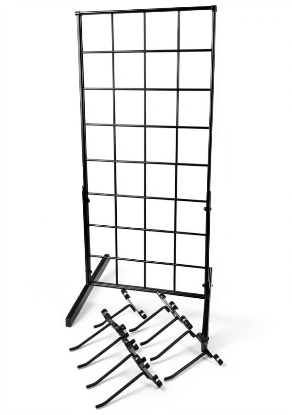 Only Hangers Black Metal Gridwall Hanging Shelf with 9 Hooks-4