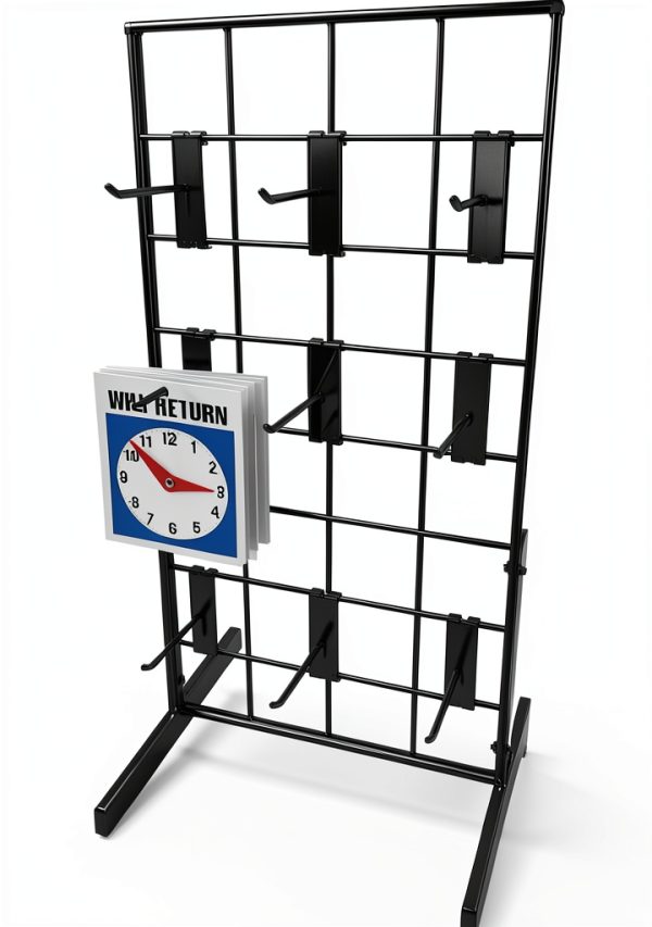 Only Hangers Black Metal Gridwall Hanging Shelf with 9 Hooks-2