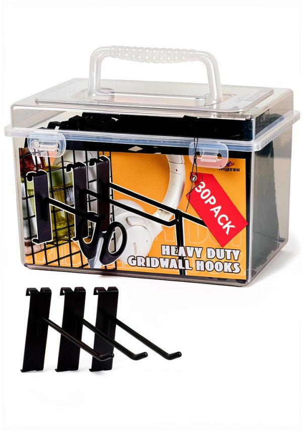 Gridwall Hooks Alyoen GH02 Black Metal 30-Piece Set-0
