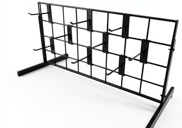 Only Hangers Black Metal Gridwall Hanging Shelf with 9 Hooks-1