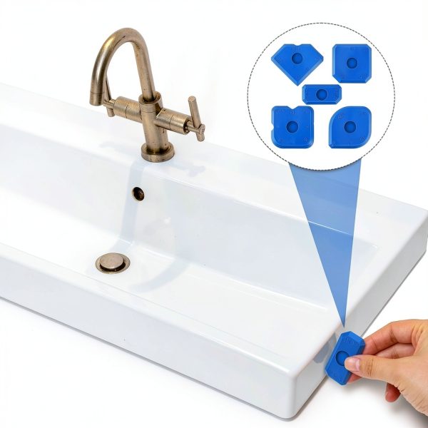10 PCS Silicone Caulking Tool Set, Sealant Finishing Tool, Caulk Remover Tool, Portable Sealant Scraper, Reuse Grout Scraper for Kitchen Bathroom Floor Window Sealant Sealing Sink (Blue)-5