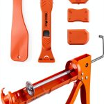ValueMax Caulk Gun and Caulk Scraper Kit, 10OZ Smooth Silicone Caulking Gun with Caulk Remover Tool, 10:1 Thrust Ratio, Sealant Finishing Tool Grout Scraper for Caulking/Filling/Sealing-0