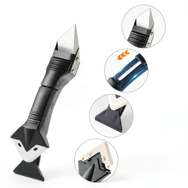 3 in 1 Silicone Caulking Tools（Stainless Steelhead), 12pack, Caulk Remover Tool Kit with Replace Silicone Padsgood Pads and Caulk Finishing Tools, Caulking Tool Kit for Kitchen, Bathroom-3