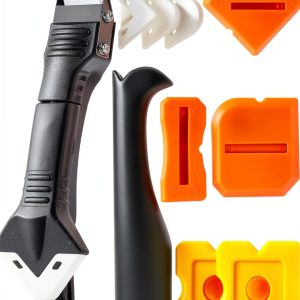 3 in 1 Silicone Caulking Tools（Stainless Steelhead), 12pack, Caulk Remover Tool Kit with Replace Silicone Padsgood Pads and Caulk Finishing Tools, Caulking Tool Kit for Kitchen, Bathroom-0