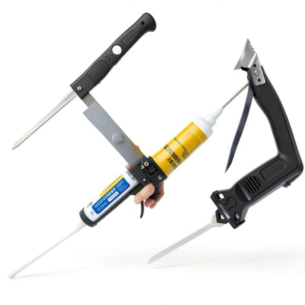 Caulking Tool 6 in 1 Sealant Finishing Tool & Grout Remover Scraper with 6 Silicone Pads, Sealant Removal and Trimming Tool with Squeegee for Bathroom, Window, Door, Kitchen-1