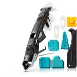 Caulking Tool 6 in 1 Sealant Finishing Tool & Grout Remover Scraper with 6 Silicone Pads, Sealant Removal and Trimming Tool with Squeegee for Bathroom, Window, Door, Kitchen-0