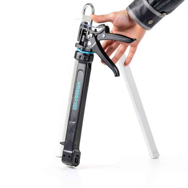 SolidWork Caulk Gun for Professional & Drip-Free Use with Ergonomic Steel Handle, up to 1/10 Gallon Cartridge, Adjustable 24:1 Thrust Ratio 1/10 Gallon Cartridge | Black Caulking Gun-3